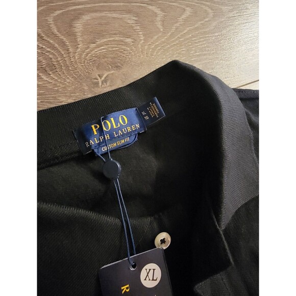 NWT POLO RALPH LAUREN ICONIC 2 BUTTON PLACKET PONY L/S MENS SHIRT Black XL SLIM - Picture 3 of 3